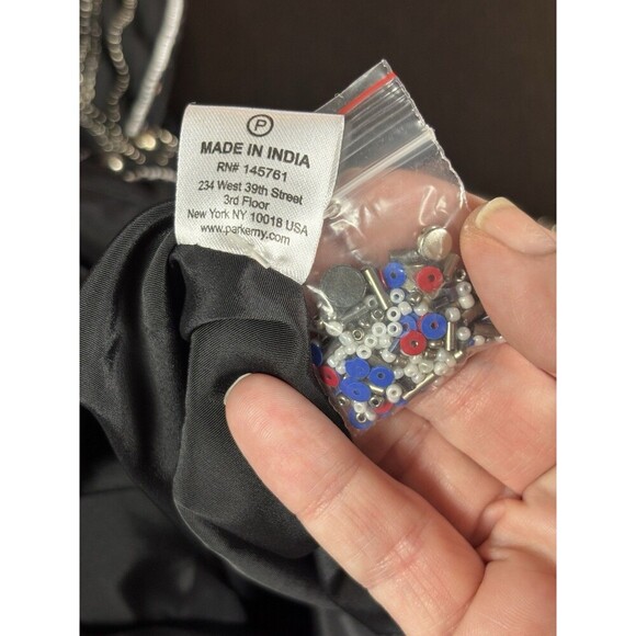 Parker Covina Beaded Mini Dress Black Red Blue XS Cut Out Sleeveless Back Zip - Picture 14 of 15